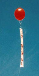 Helium Balloon with vertical banner.