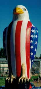 American eagle inflatables for sale and rent. 25ft. tall, easy to set up. We ship eagle balloons worldwide.