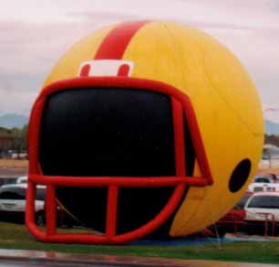 Football helmet cold-air inflatables for sale and rent.