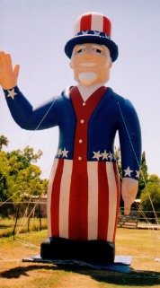 Patriotic balloons - Uncle Sam inflatables.