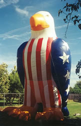 Red, white , blue eagle cold-air advertising balloon. Eagle balloons for rent!
